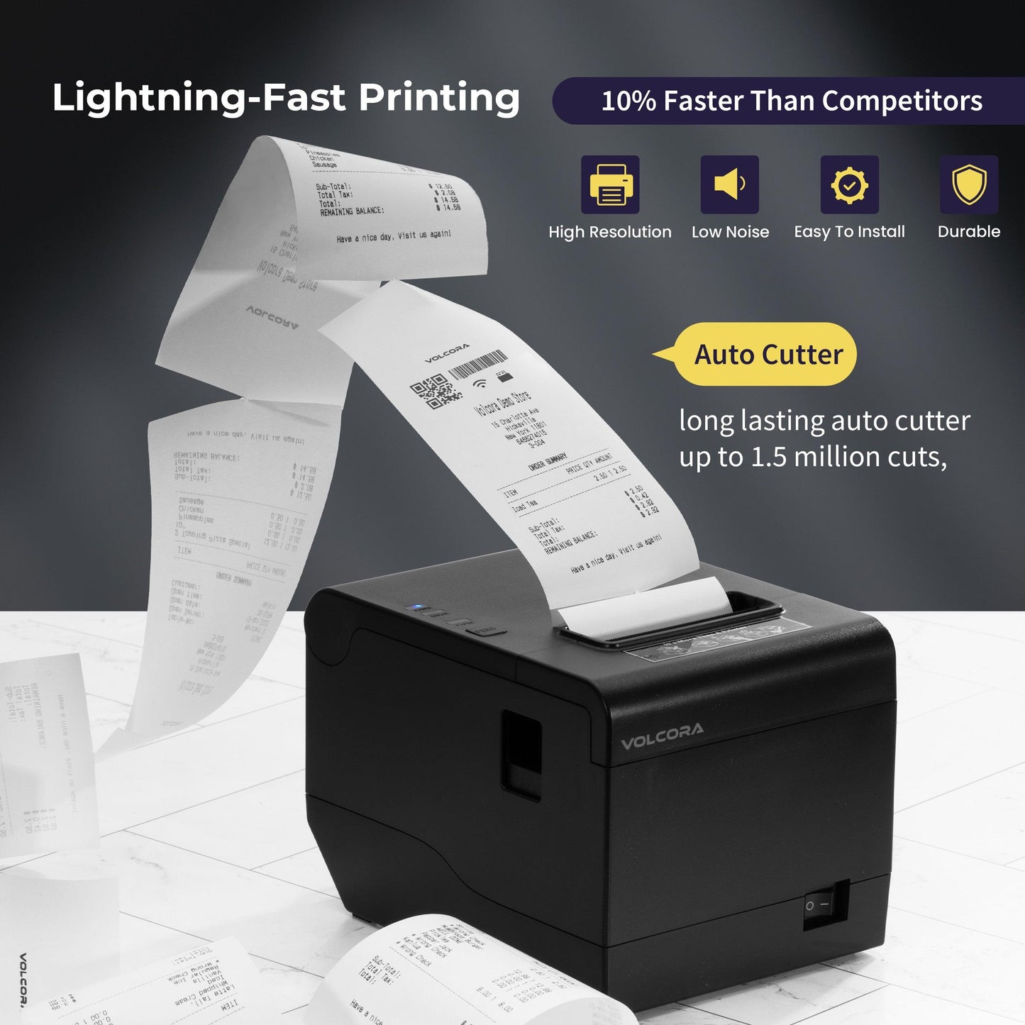 Volcora Performance 80mm Thermal Receipt Printer USB/WiFi - V-WLRP5 Series - Not Square Compatible