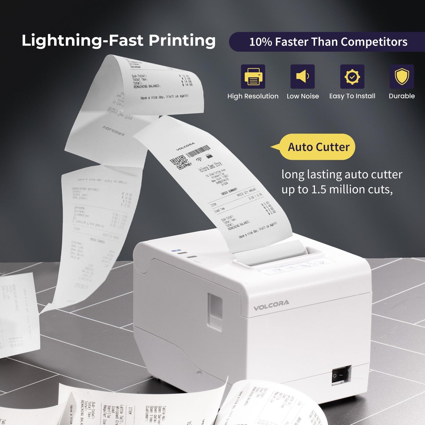 Volcora Performance 80mm Thermal Receipt Printer USB/WiFi - V-WLRP5 Series - Not Square Compatible