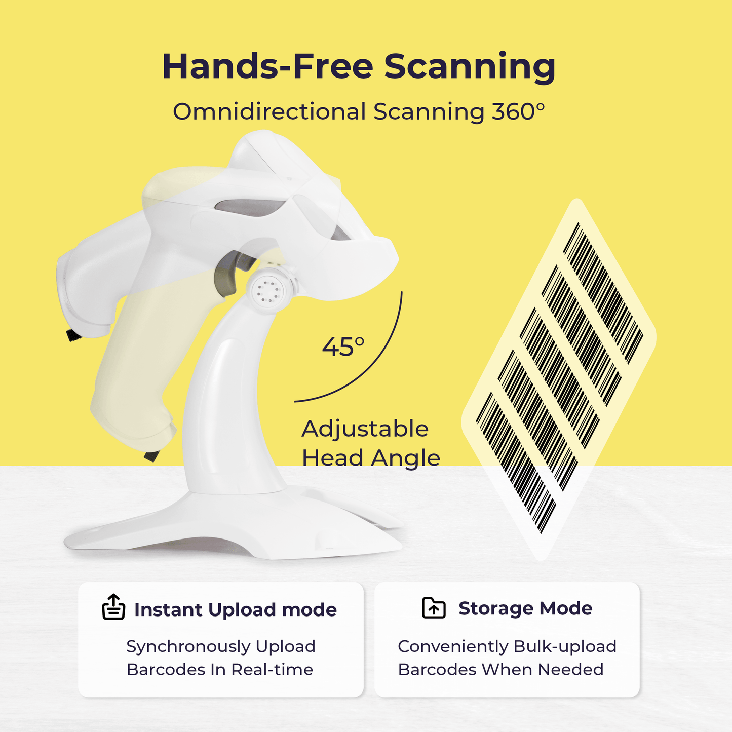 2D Wireless BT+2.4G Barcode Scanner with Stand - V-LHHBS-A1