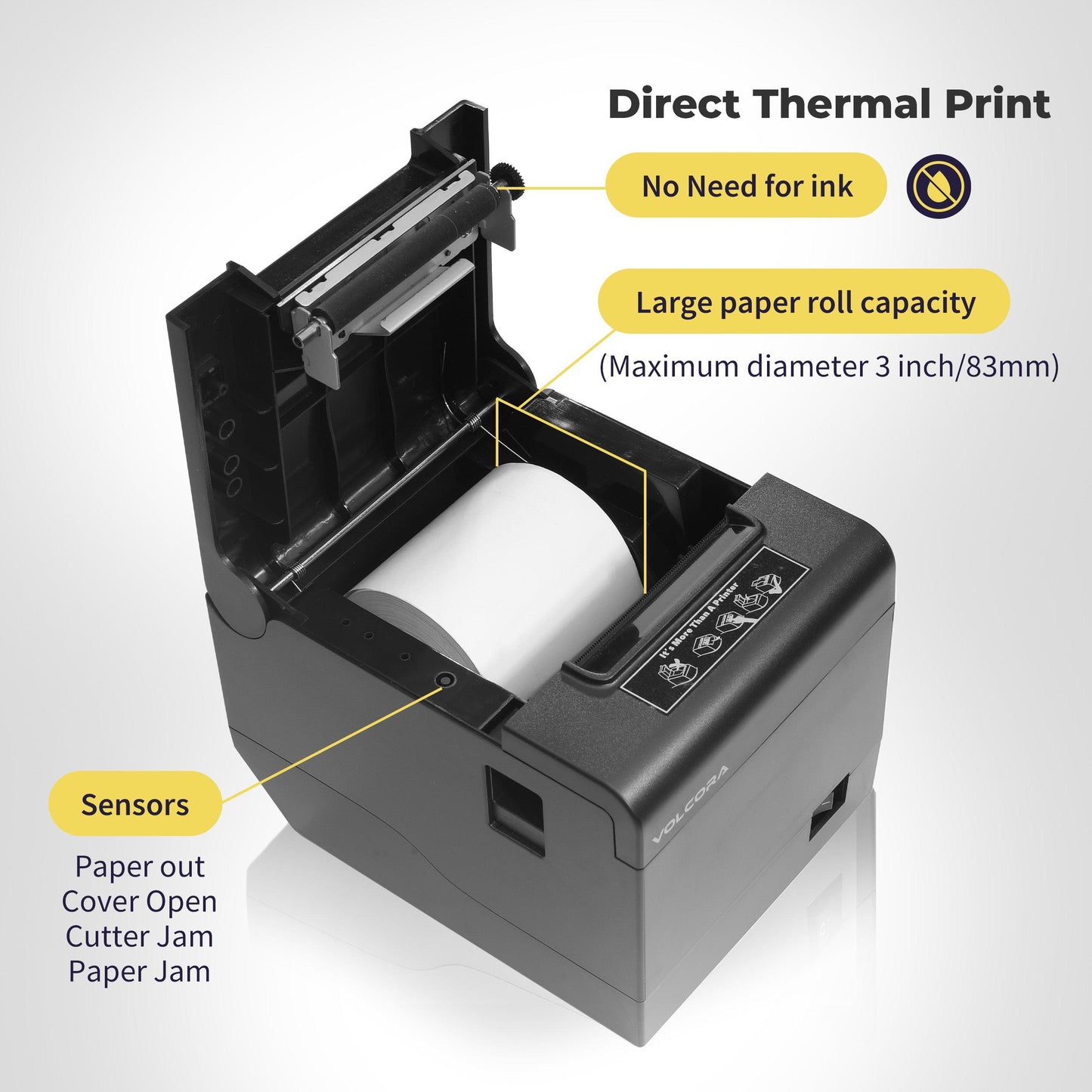 Volcora Performance 80mm Thermal Receipt Printer USB/WiFi - V-WLRP5 Series - Not Square Compatible