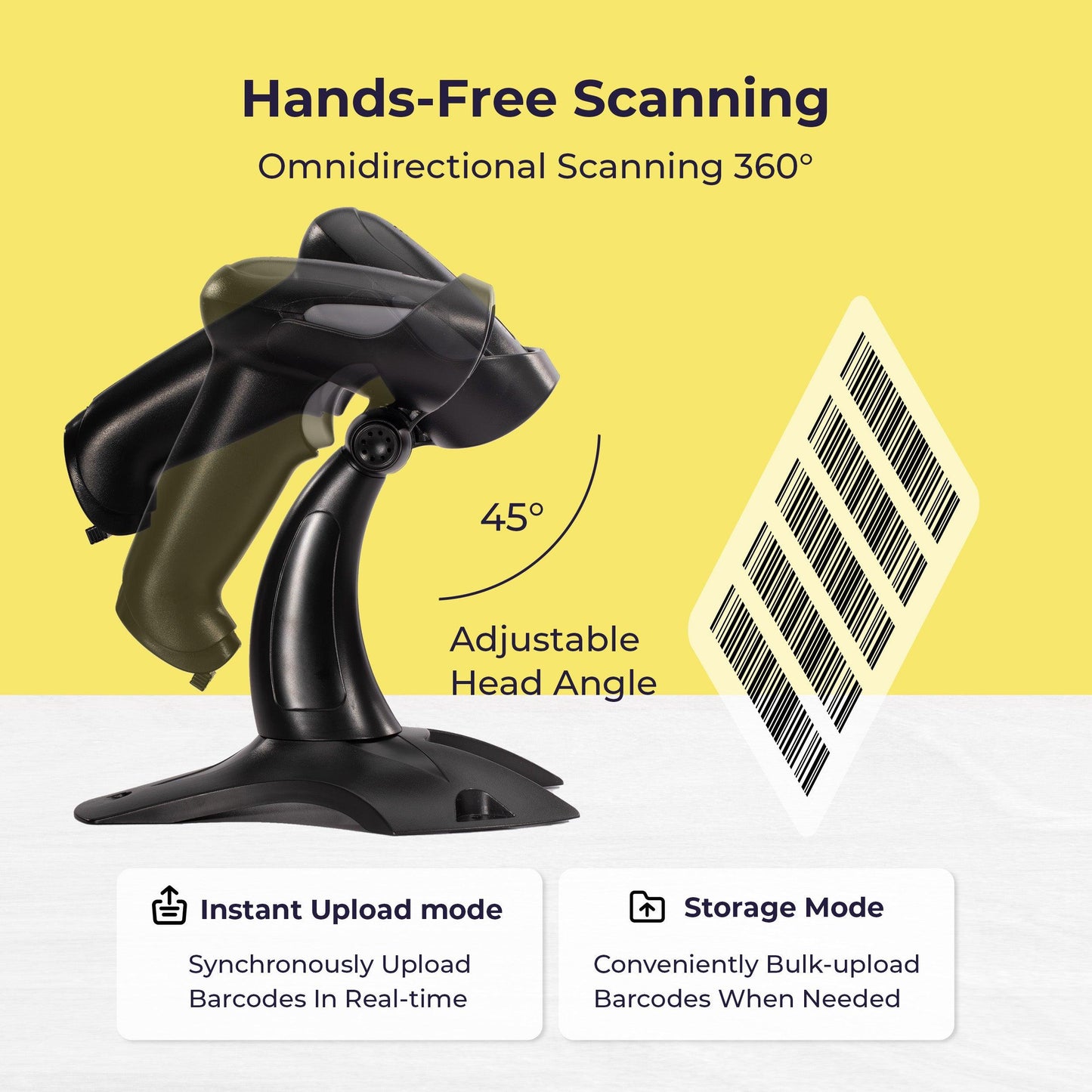 2D Wireless BT+2.4G Barcode Scanner with Stand - V-LHHBS-A1