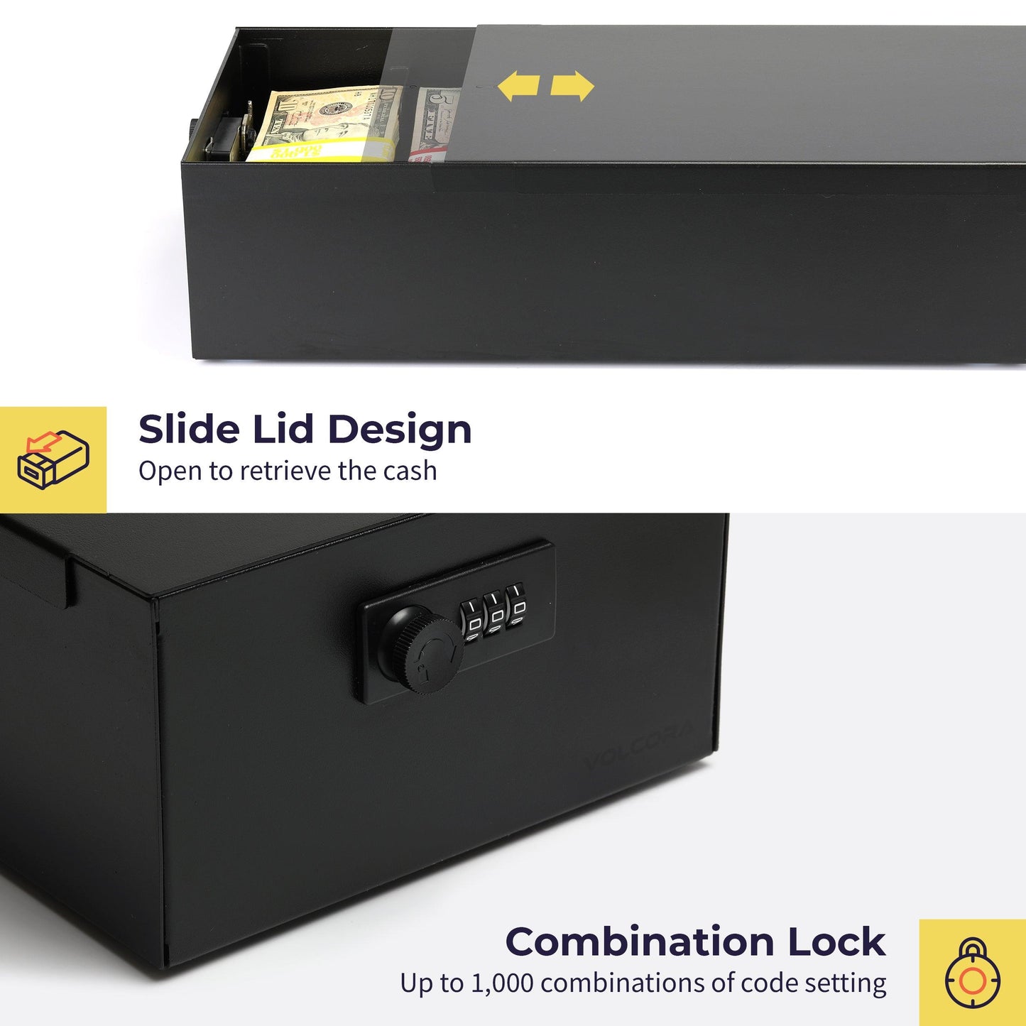 5 Compartment Cash Lock Box with Coin Tray