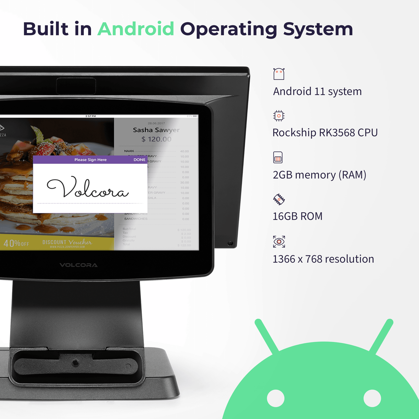 Volcora Point-of-Sale Terminal - Android 11 Terminal