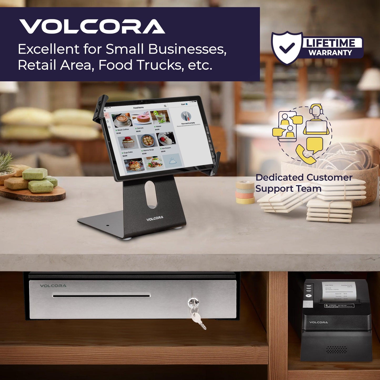 16'' Cash Register Drawer w/ 5 Bill 6 Coin Cash Tray, Auto-open, Black, with Stainless Steel Front