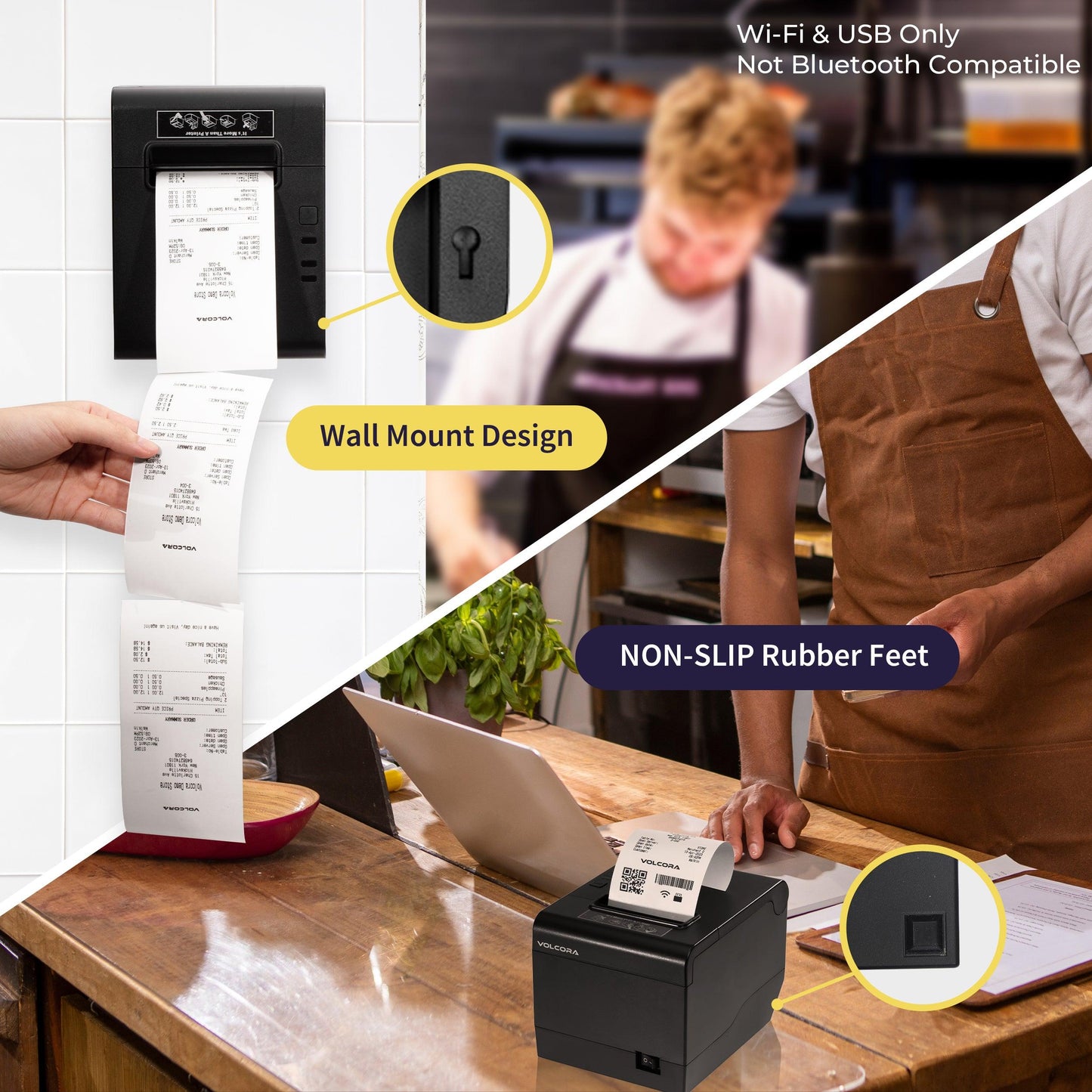 Volcora Performance 80mm Thermal Receipt Printer USB/WiFi - V-WLRP5 Series - Not Square Compatible