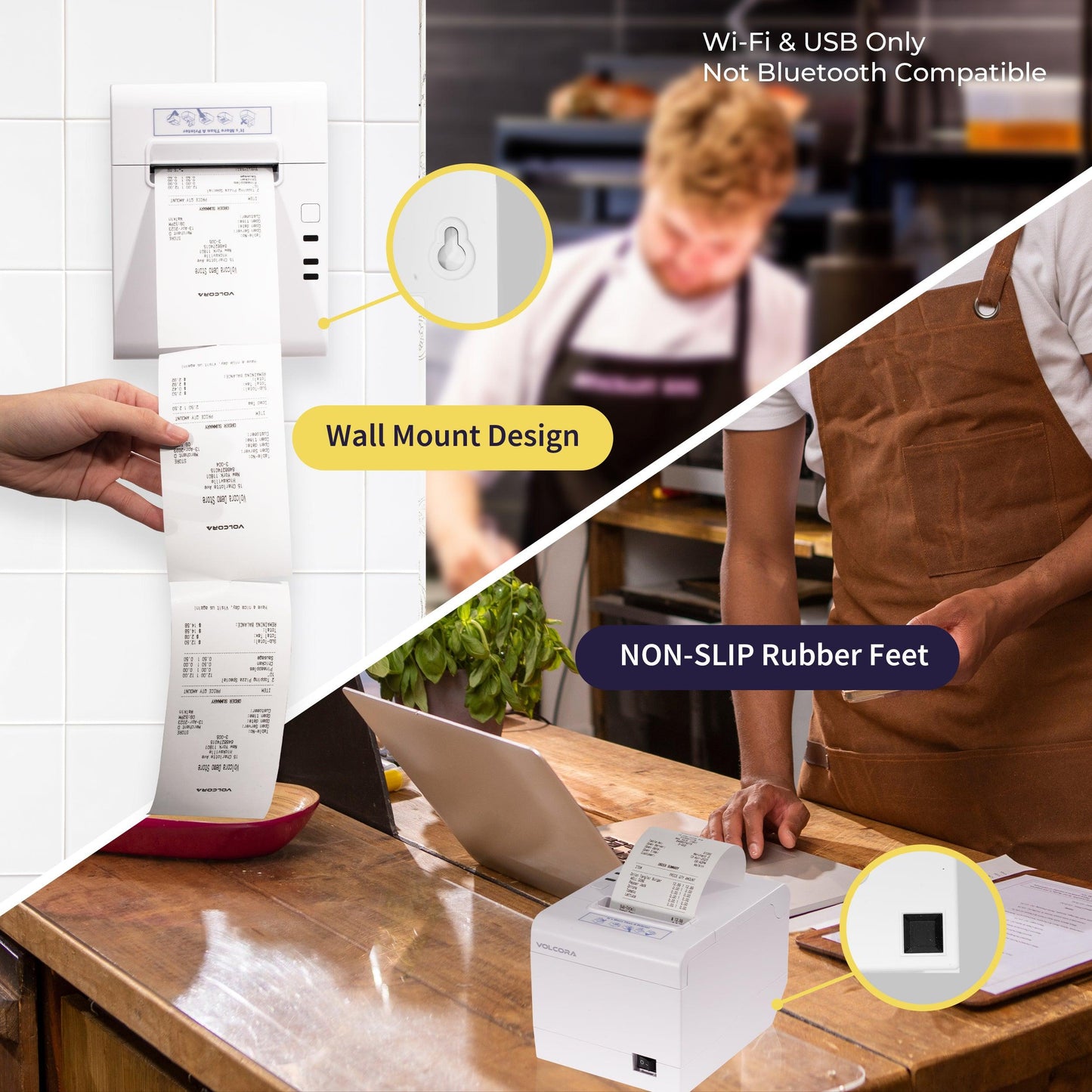 Volcora Performance 80mm Thermal Receipt Printer USB/WiFi - V-WLRP5 Series - Not Square Compatible