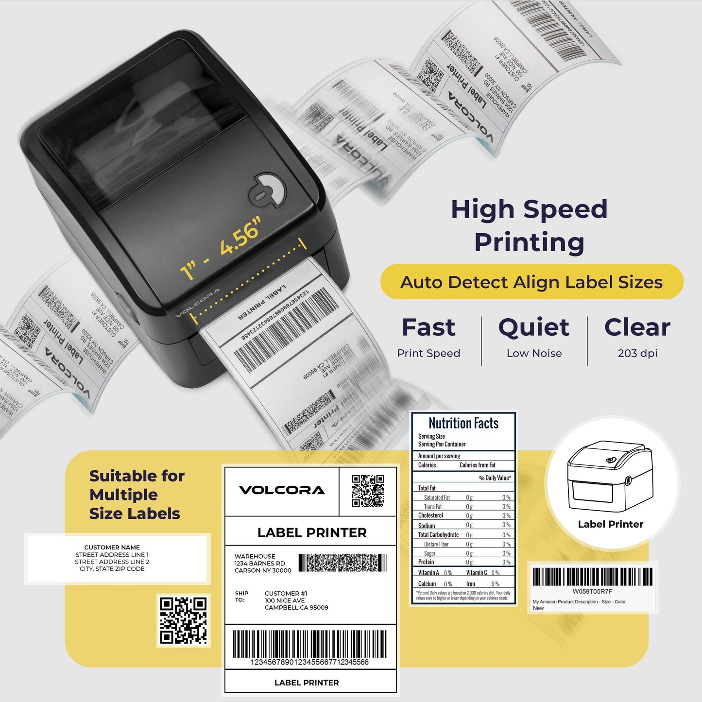 High Speed 4" Thermal Label Printer - V-LBPTZ Series - USB/Ethernet