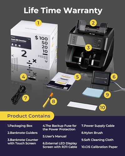 Multi Currencies & Denominators Cash Bill Counter Black