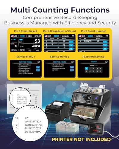 Multi Currencies & Denominators Cash Bill Counter Black