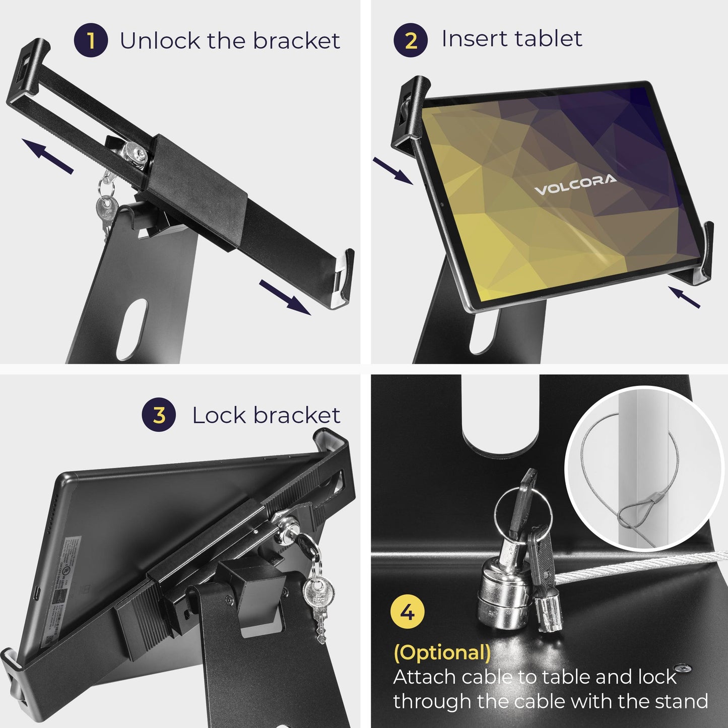 Anti-Theft Lockable iPad/Tablet Stand with Cable Lock