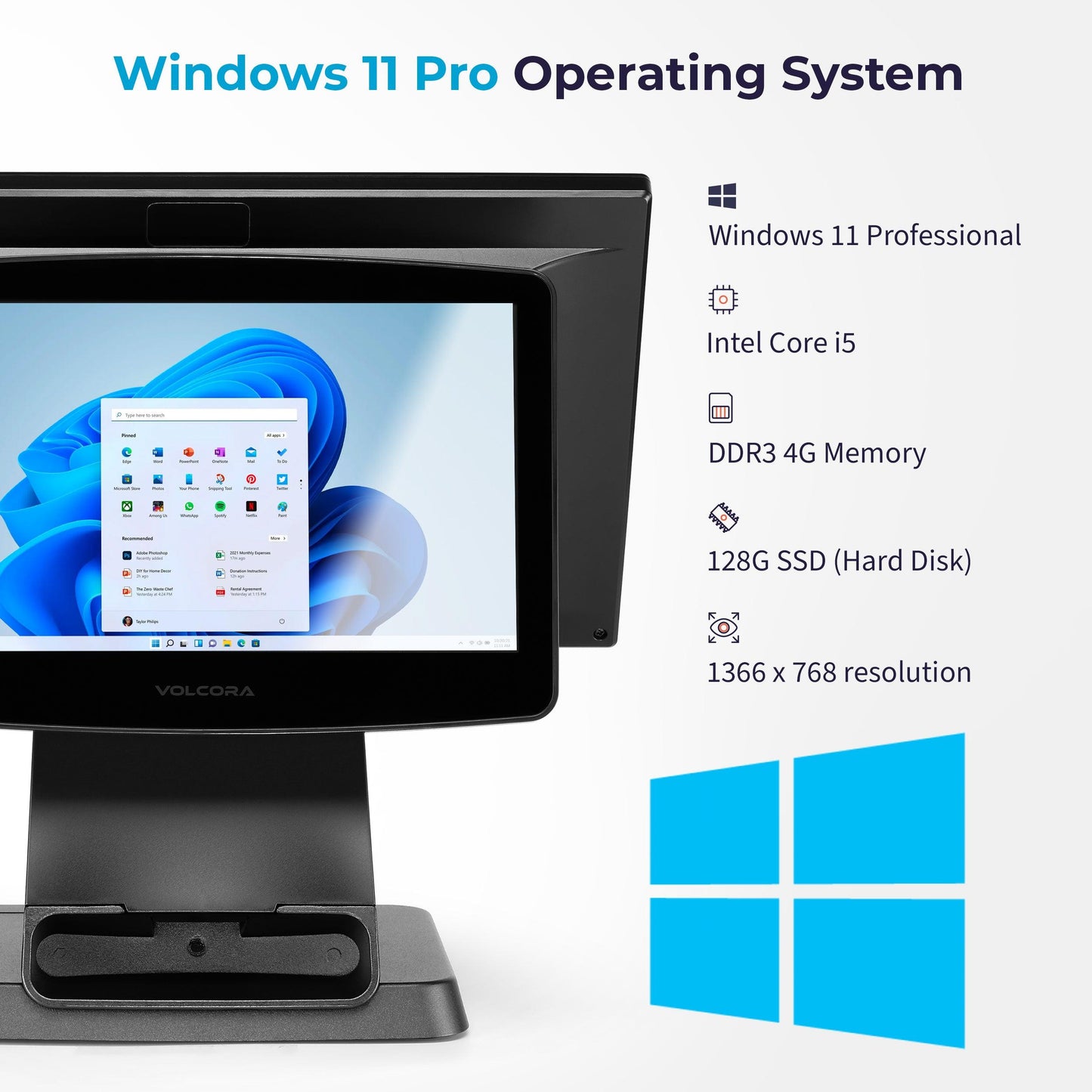 Volcora Point-of-Sale Terminal - Windows 11 Professional - Intel Core i5 Processor