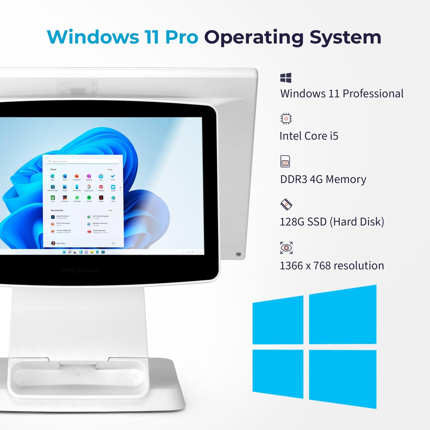 Volcora Point-of-Sale Terminal - Windows 11 Professional - Intel Core i5 Processor