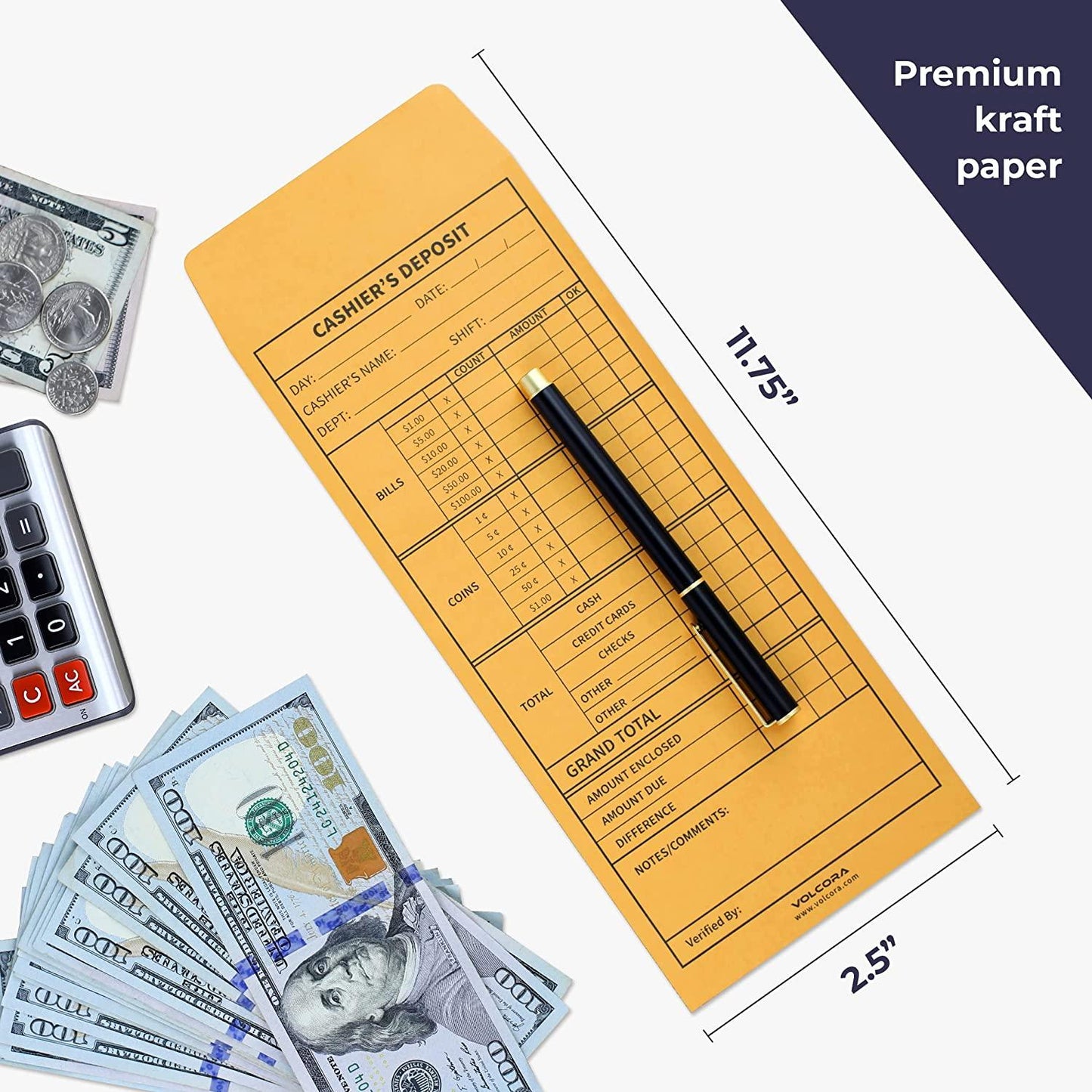 Cashier Envelopes for Cash Deposit Drop and Money Reporting