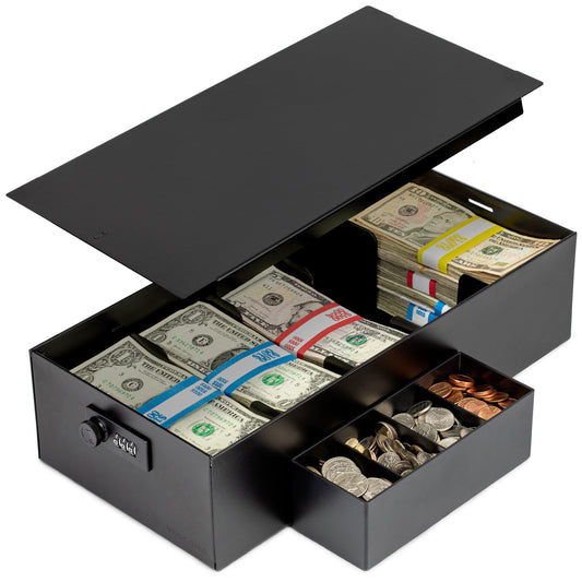 5 Compartment Cash Lock Box with Coin Tray