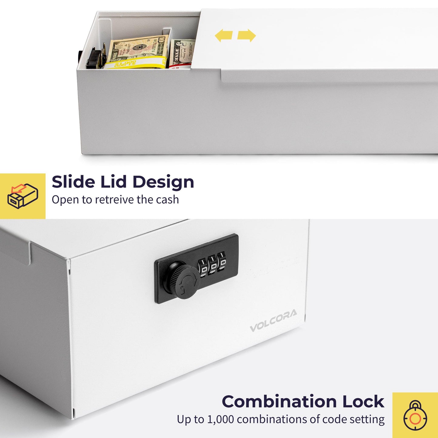 5 Compartment Cash Lock Box with Coin Tray